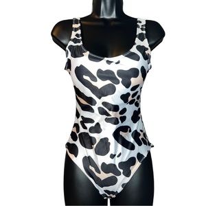 Cow print one piece swimsuit, size small